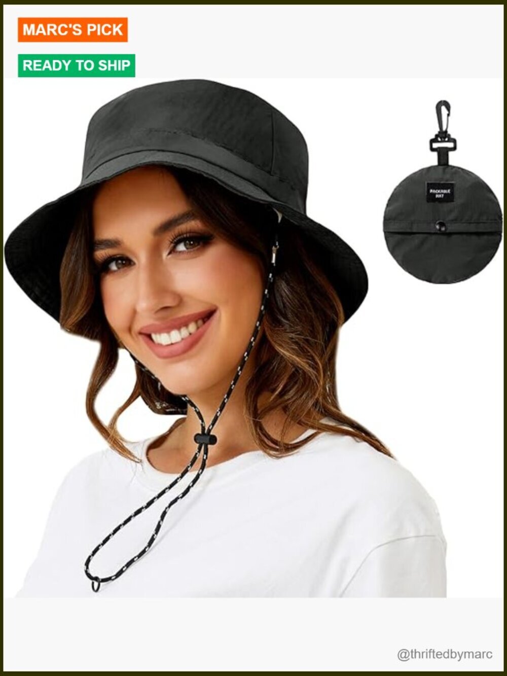 Waterproof Bucket Hat Packable Sun Protection Adjustable Chin Strap Outdoor